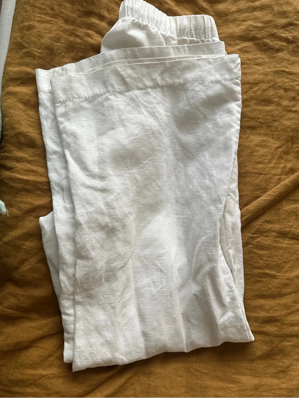 Aritzia Wilfred Lodge White Linen Drawstring Wide-Leg Pants - Picture 4 of 7